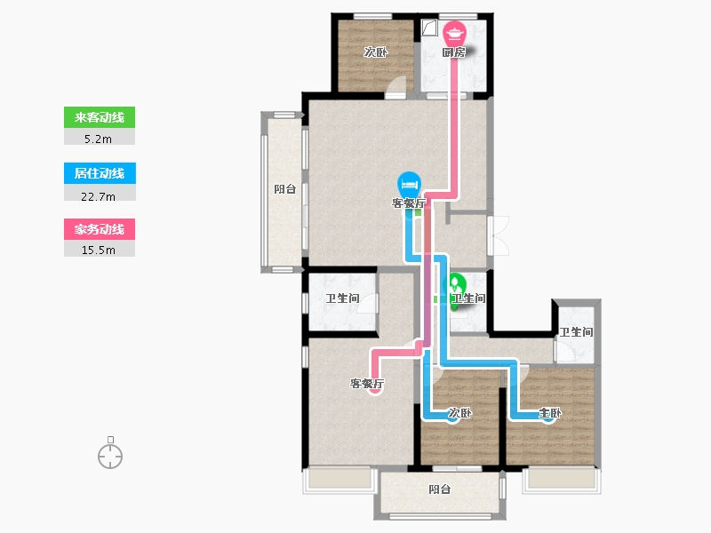 江苏省-淮安市-上淮府-144.00-户型库-动静线