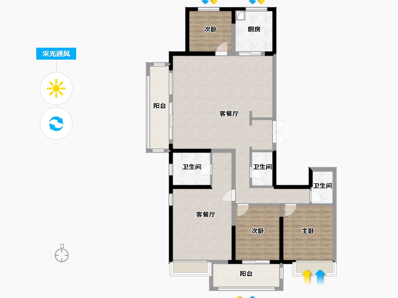 江苏省-淮安市-上淮府-144.00-户型库-采光通风