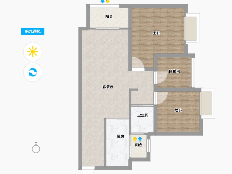 广东省-佛山市-中海金沙湾-71.00-户型库-采光通风