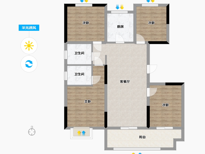 安徽省-合肥市-孔雀城-91.00-户型库-采光通风