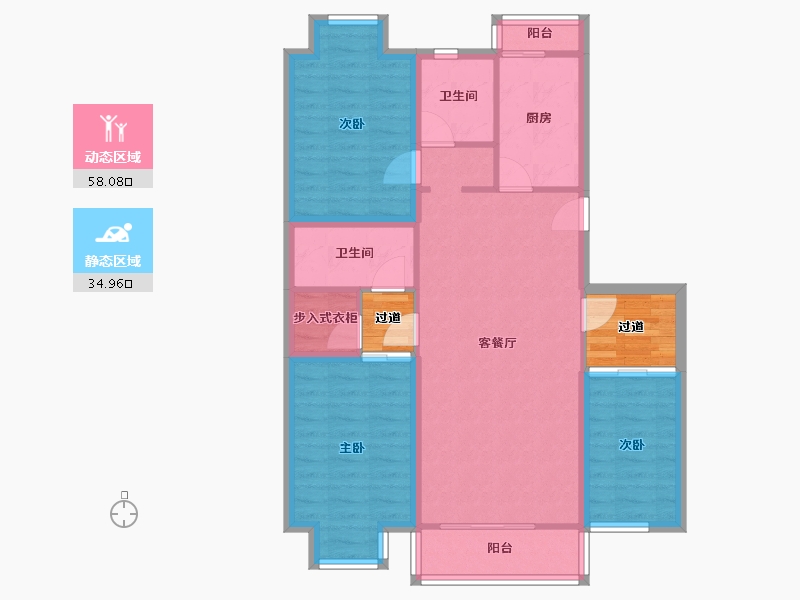 北京-北京市-清岚花园-88.83-户型库-动静分区