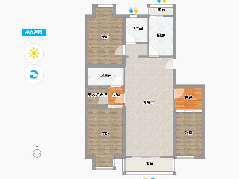 北京-北京市-清岚花园-88.83-户型库-采光通风