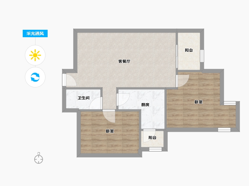 北京-北京市-望春园-59.93-户型库-采光通风