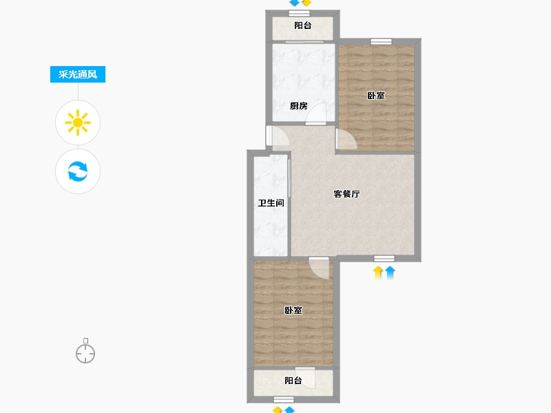 北京-北京市-东关南里-63.95-户型库-采光通风