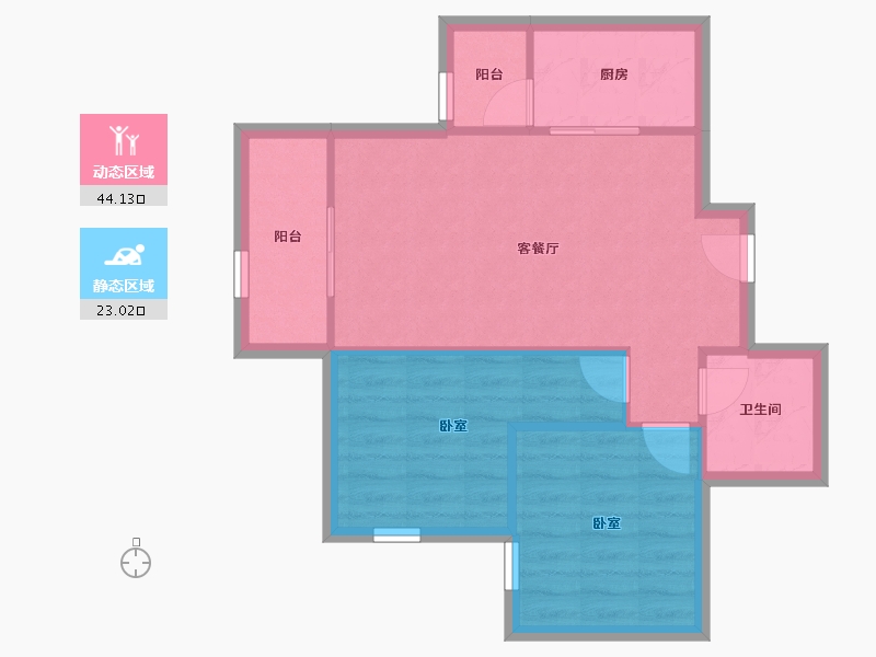 北京-北京市-垡头翠成馨园-60.67-户型库-动静分区