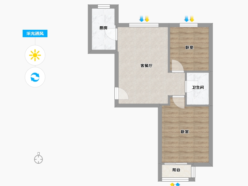 北京-北京市-育新花园北里-46.79-户型库-采光通风