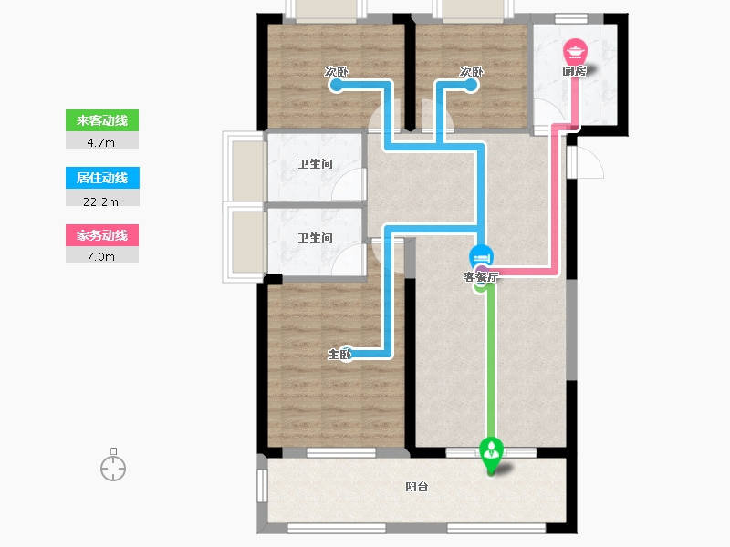 湖北省-荆州市-清能学府花园-90.78-户型库-动静线