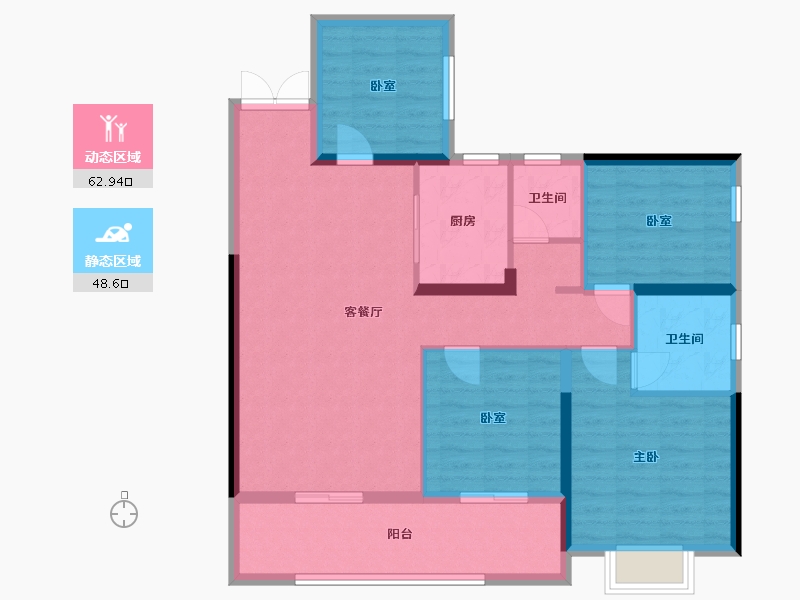 湖南省-长沙市-尚学府-100.80-户型库-动静分区