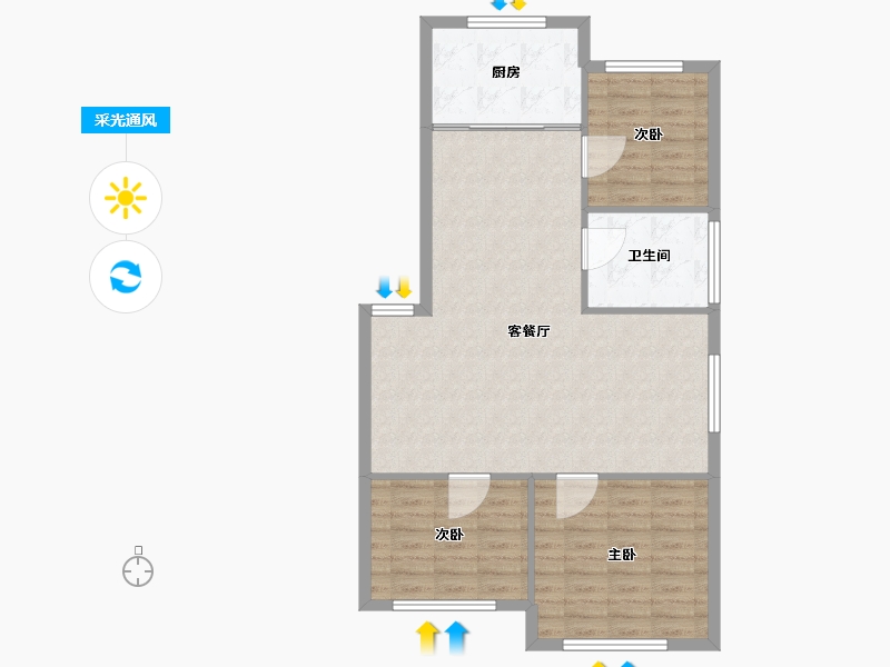 内蒙古自治区-赤峰市-东安小区-84.00-户型库-采光通风