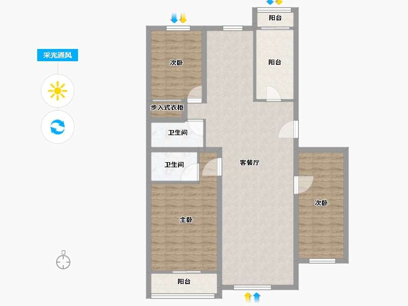 北京-北京市-龙禧苑二区-109.80-户型库-采光通风