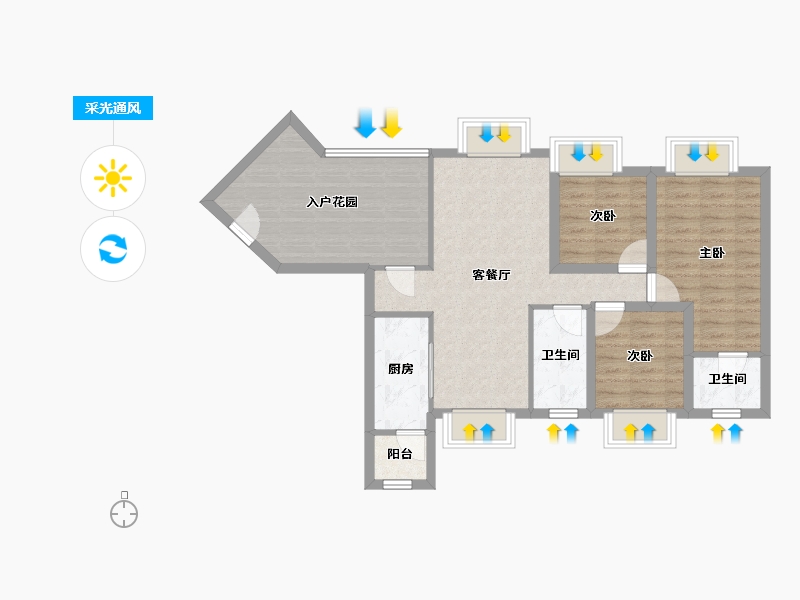 广东省-佛山市-中海金沙湾-80.01-户型库-采光通风