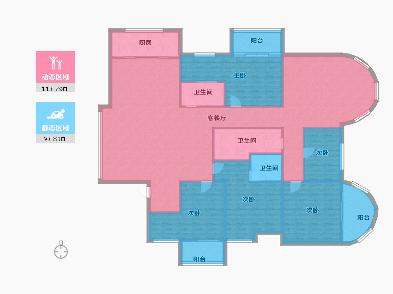 江苏省-南京市-九龙山庄-193.24-户型库-动静分区