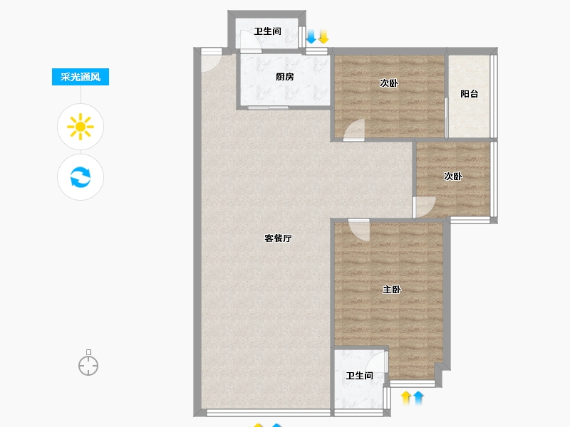 广东省-佛山市-碧翠豪城-102.00-户型库-采光通风