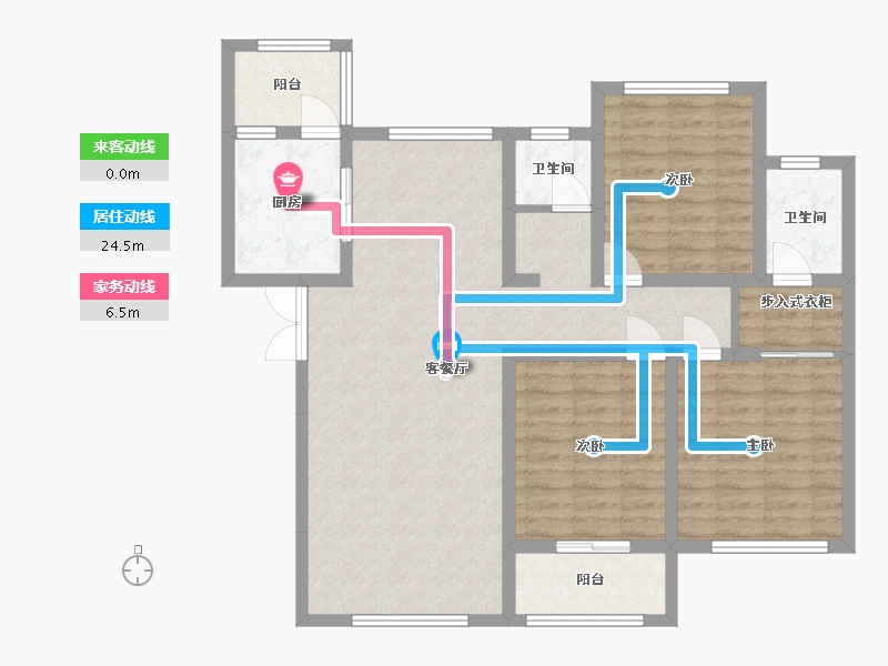 陕西省-宝鸡市-宝鸡市渭滨区天耀雍华公馆B区15号楼-105.18-户型库-动静线