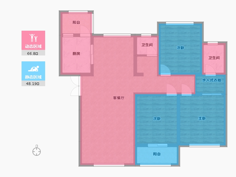 陕西省-宝鸡市-宝鸡市渭滨区天耀雍华公馆B区15号楼-105.18-户型库-动静分区