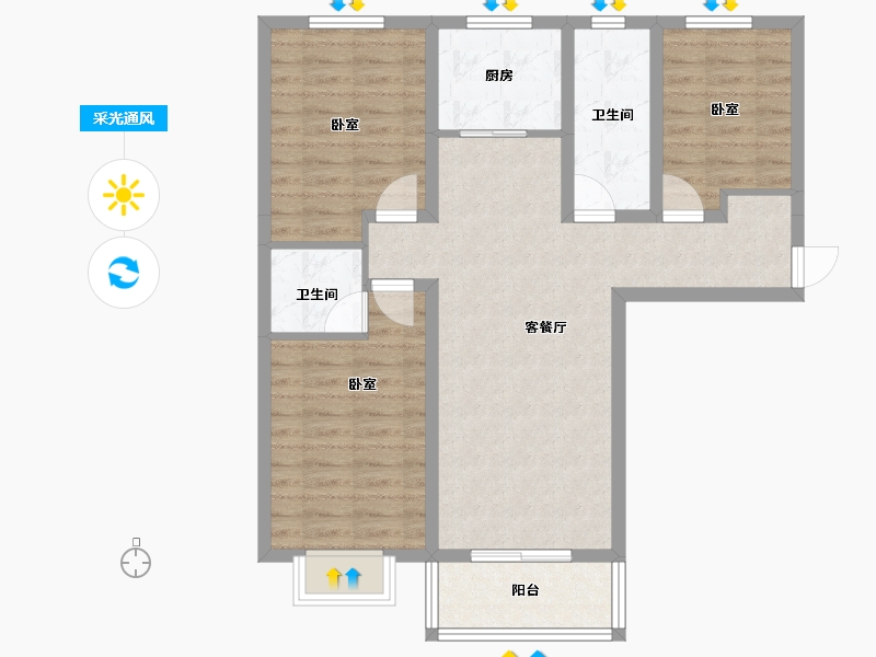 河北省-保定市-普霖第一城-81.68-户型库-采光通风