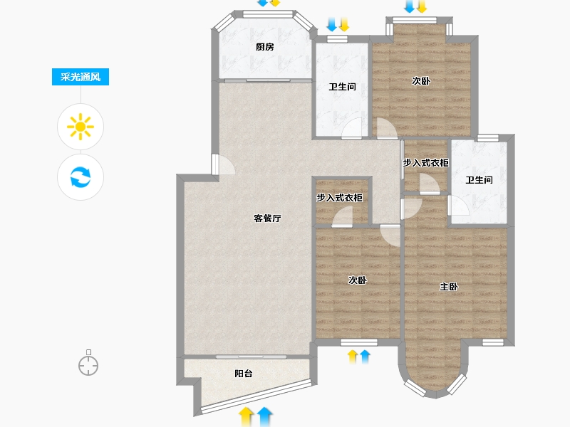 安徽省-芜湖市-滨江翠竹园-115.54-户型库-采光通风