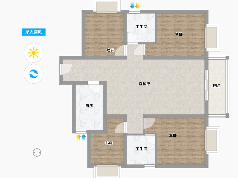 广西壮族自治区-钦州市-海悦港城-106.63-户型库-采光通风