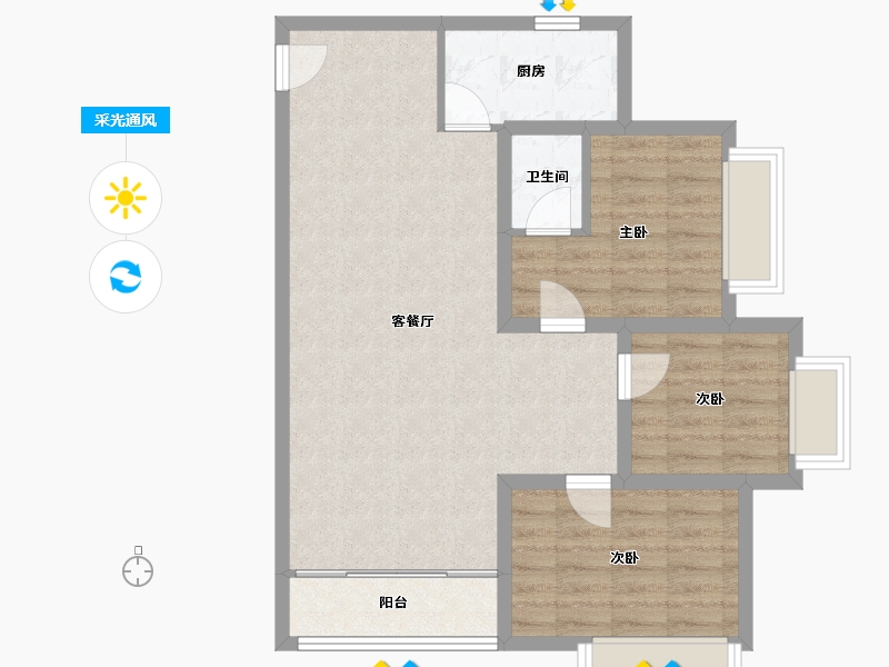 广东省-佛山市-万达华府-76.86-户型库-采光通风