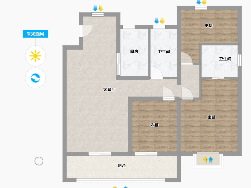 湖南省-常德市-御湖半岛-93.60-户型库-采光通风