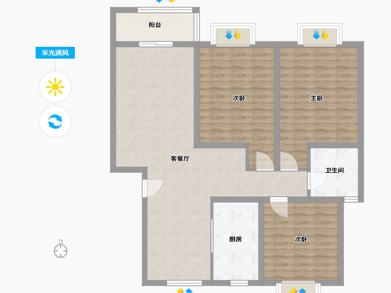 江苏省-无锡市-广汇三期-109.08-户型库-采光通风