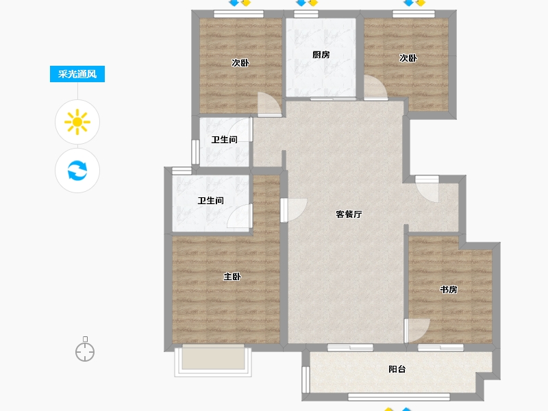 浙江省-宁波市-世茂云玺庐-100.00-户型库-采光通风