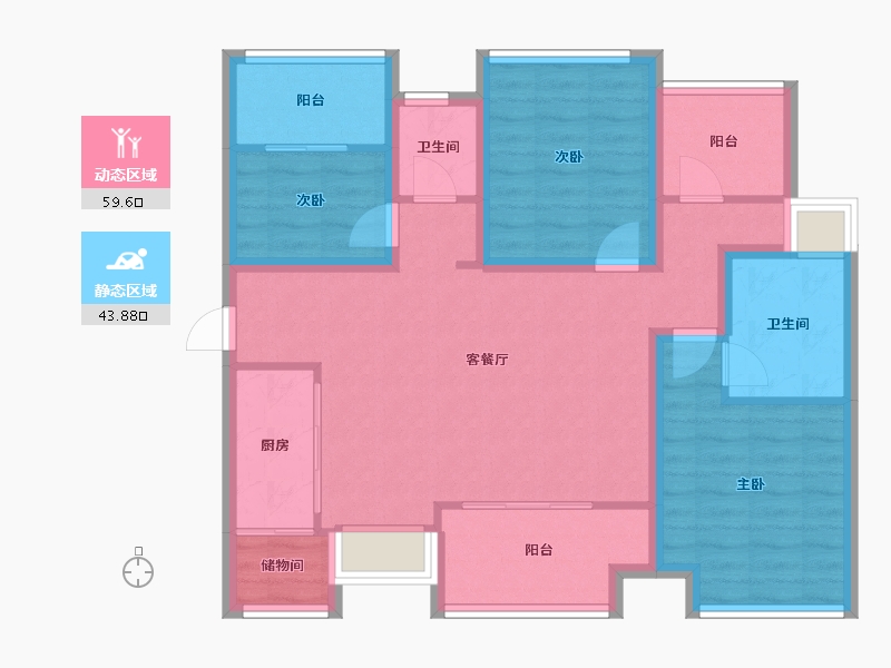 广东省-佛山市-万达华府-91.79-户型库-动静分区