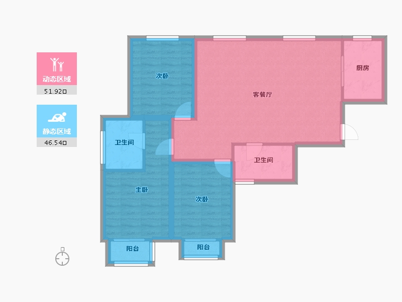 北京-北京市-中海国际公馆北区-88.45-户型库-动静分区