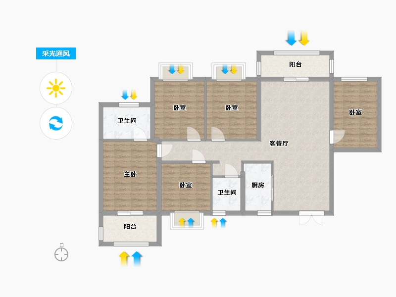 广西壮族自治区-南宁市-凤凰茗城-132.00-户型库-采光通风