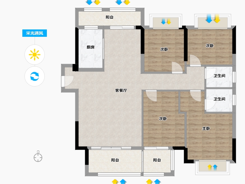 福建省-泉州市-名港尚城-104.00-户型库-采光通风