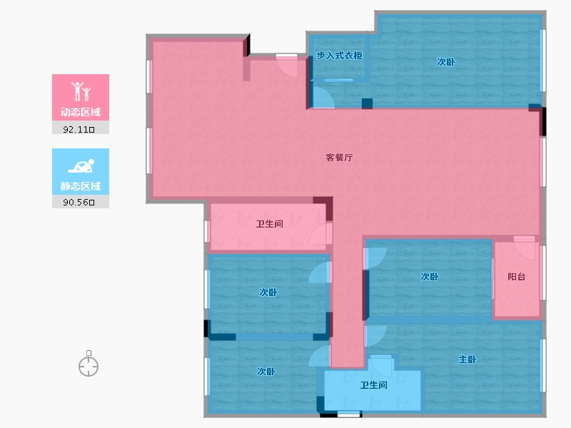 山东省-潍坊市-恒信茉莉公馆-136.00-户型库-动静分区