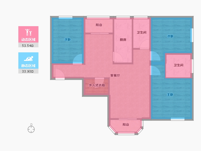 北京-北京市-垡头翠成馨园-76.97-户型库-动静分区