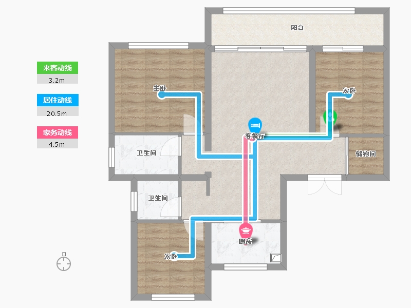 河北省-唐山市-花海国际-95.00-户型库-动静线