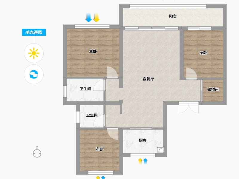 河北省-唐山市-花海国际-95.00-户型库-采光通风