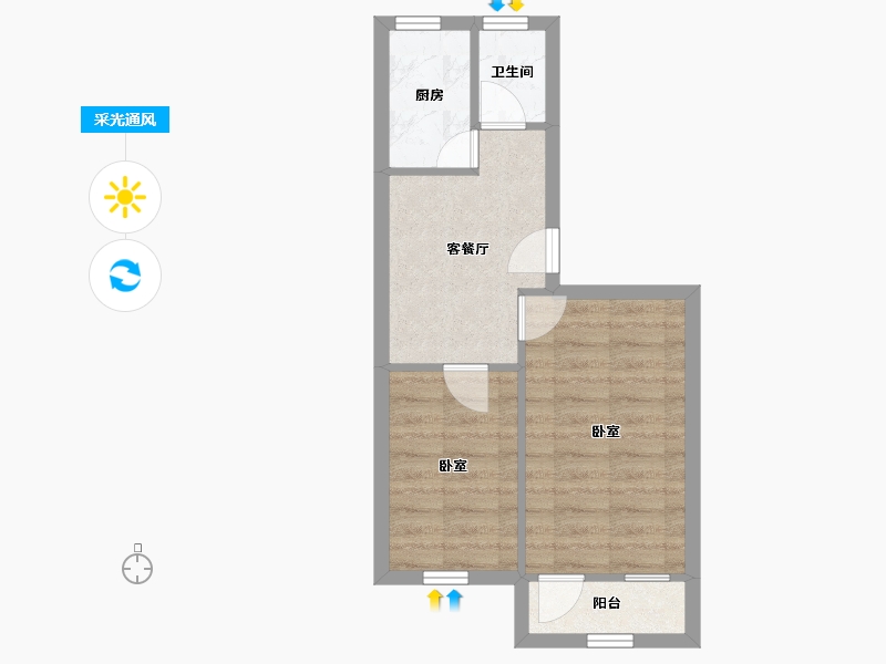 北京-北京市-新街口外大街甲8号院-39.61-户型库-采光通风