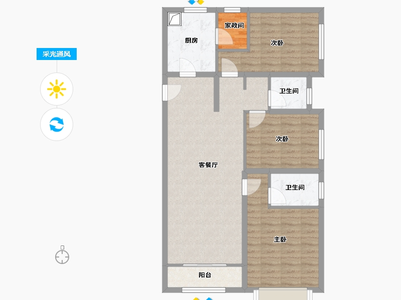 河北省-张家口市-保利中央公园-103.20-户型库-采光通风