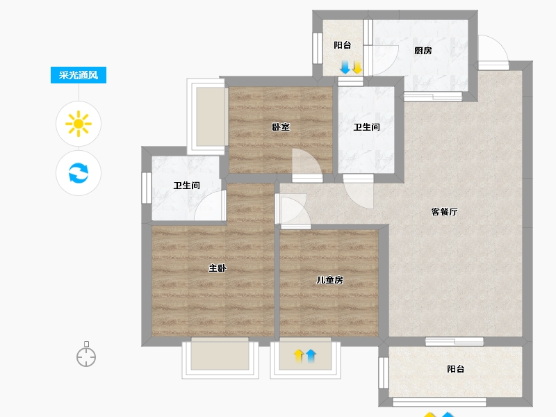 广东省-东莞市-天悦中央广场-72.00-户型库-采光通风