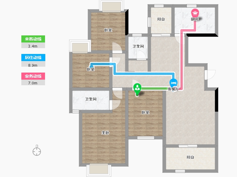 湖南省-怀化市-宏宇新城凯瑞名门-114.40-户型库-动静线