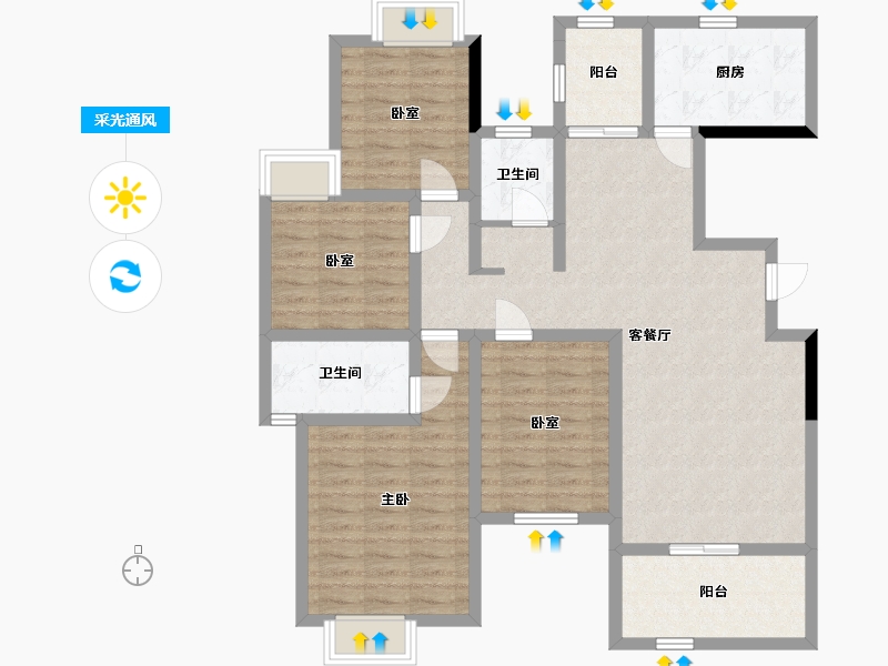 湖南省-怀化市-宏宇新城凯瑞名门-114.40-户型库-采光通风