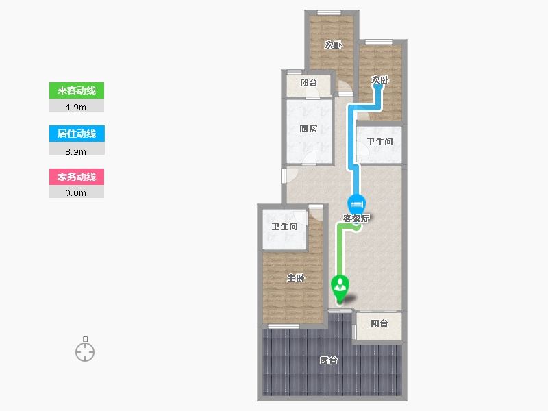 北京-北京市-龙腾苑六区-123.74-户型库-动静线