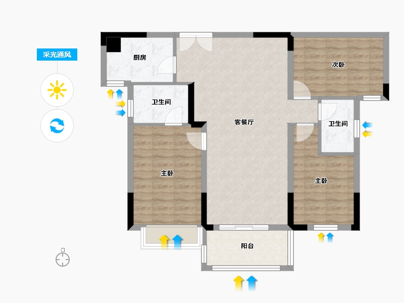 湖南省-长沙市-大唐印象-119.00-户型库-采光通风