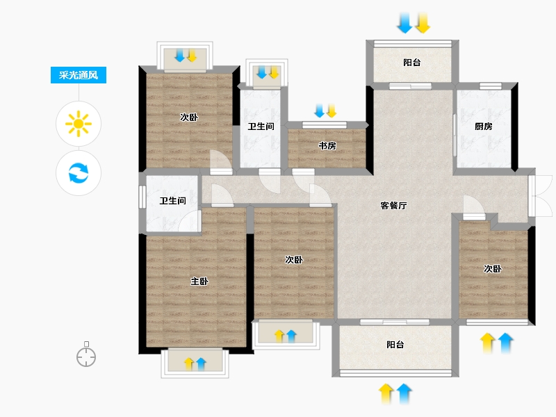 湖南省-长沙市-润和雅苑-149.00-户型库-采光通风