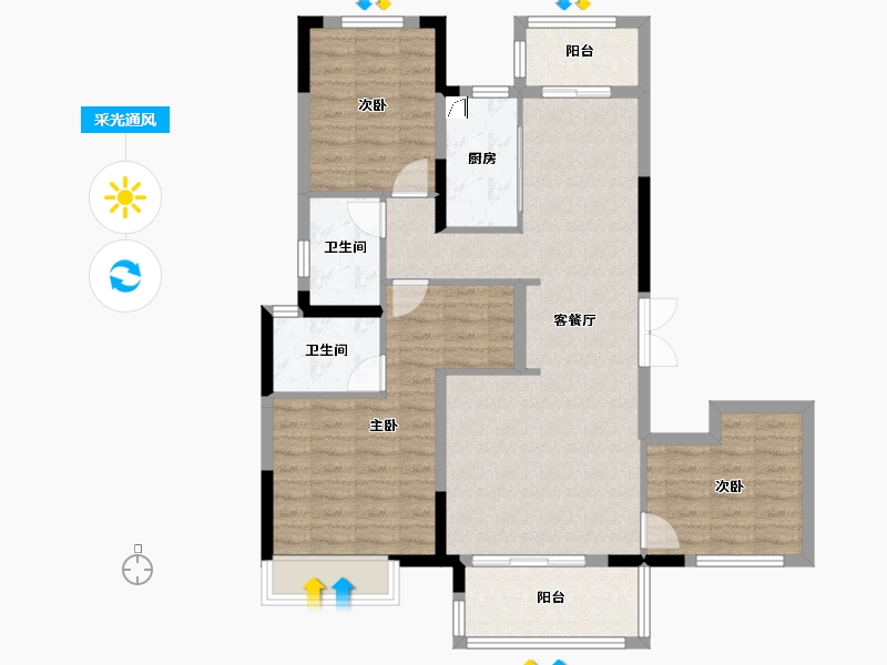 湖南省-长沙市-大唐印象-131.00-户型库-采光通风