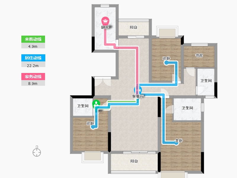 湖南省-长沙市-润和雅苑-160.00-户型库-动静线