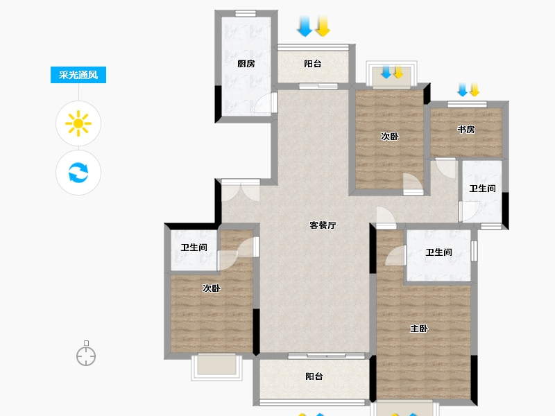 湖南省-长沙市-润和雅苑-160.00-户型库-采光通风