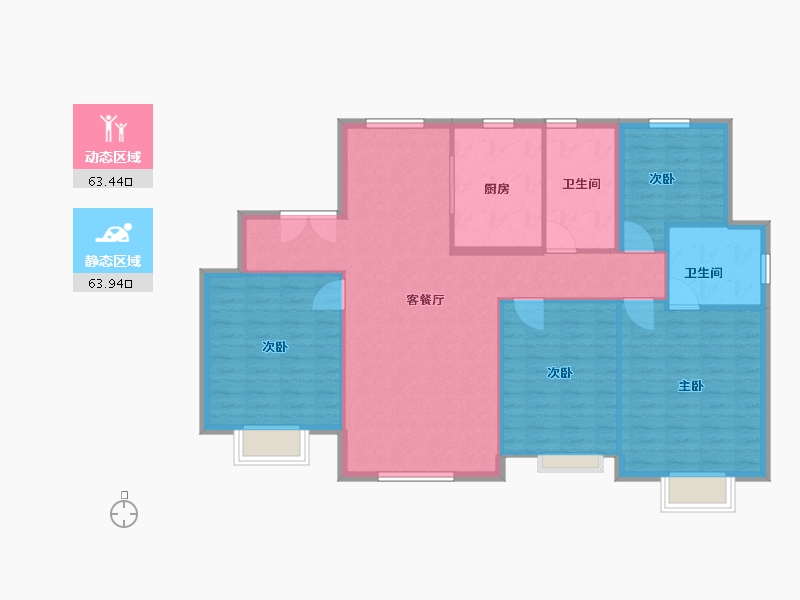 新疆维吾尔自治区-乌鲁木齐市-雅和家园-117.00-户型库-动静分区