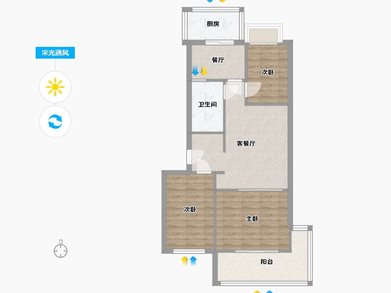 山东省-烟台市-金沟寨小区-86.00-户型库-采光通风