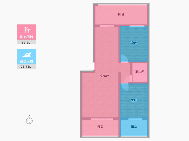 新疆维吾尔自治区-乌鲁木齐市-九天河向阳小区-89.00-户型库-动静分区