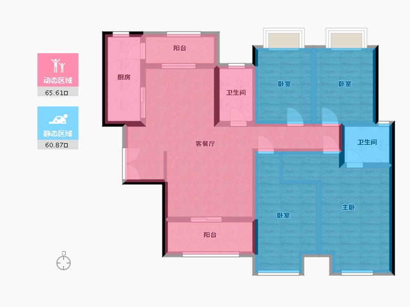 陕西省-汉中市-艺达城市之星-120.00-户型库-动静分区