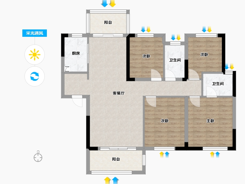 湖南省-长沙市-大唐印象-129.00-户型库-采光通风